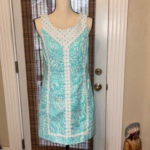 Lilly Pulitzer Macfarlane Shift Dress Sz 6 Shorley Blue Sea Cups EUC
